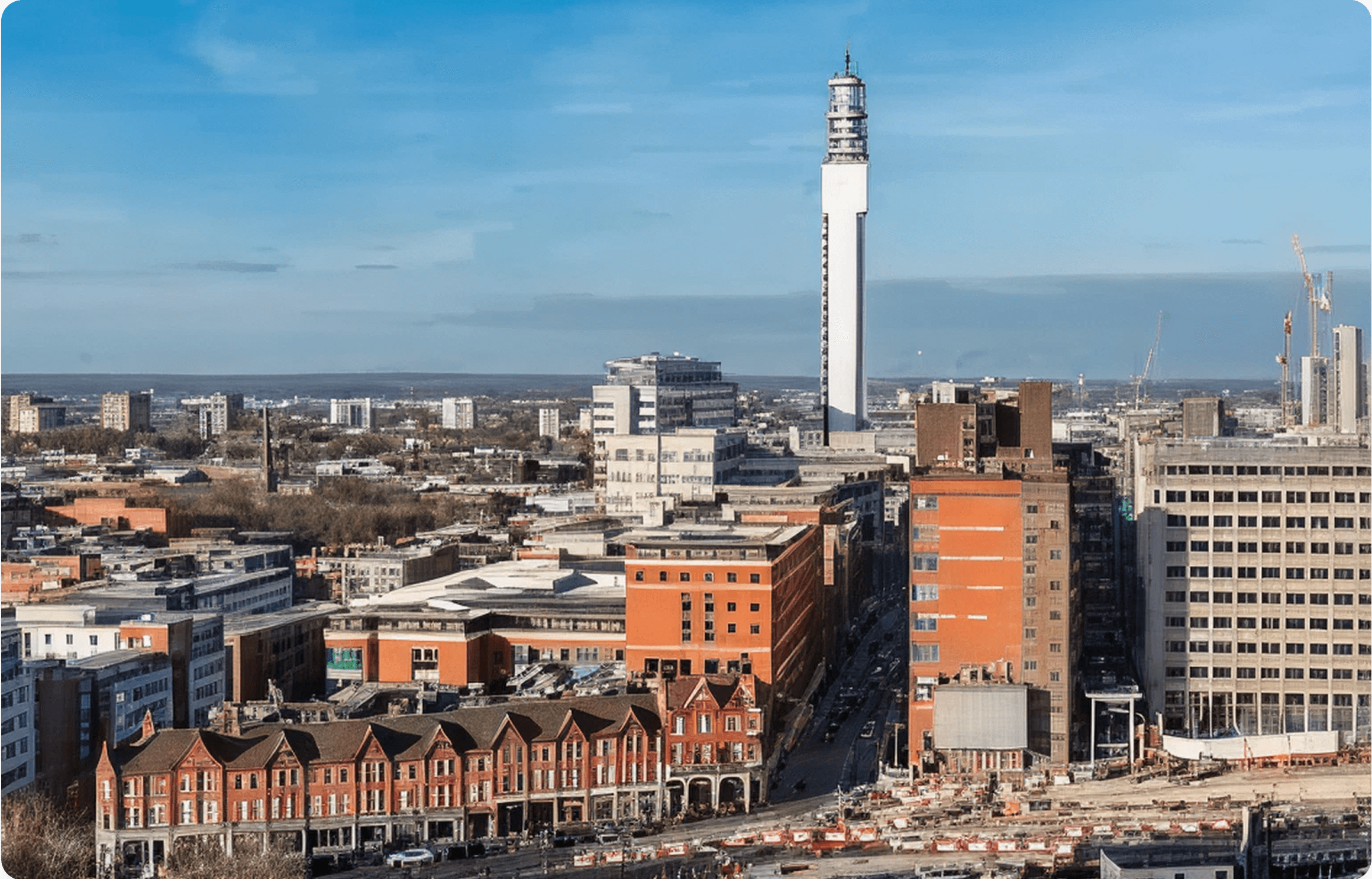Premium Birmingham chauffeur service overlooking the city skyline