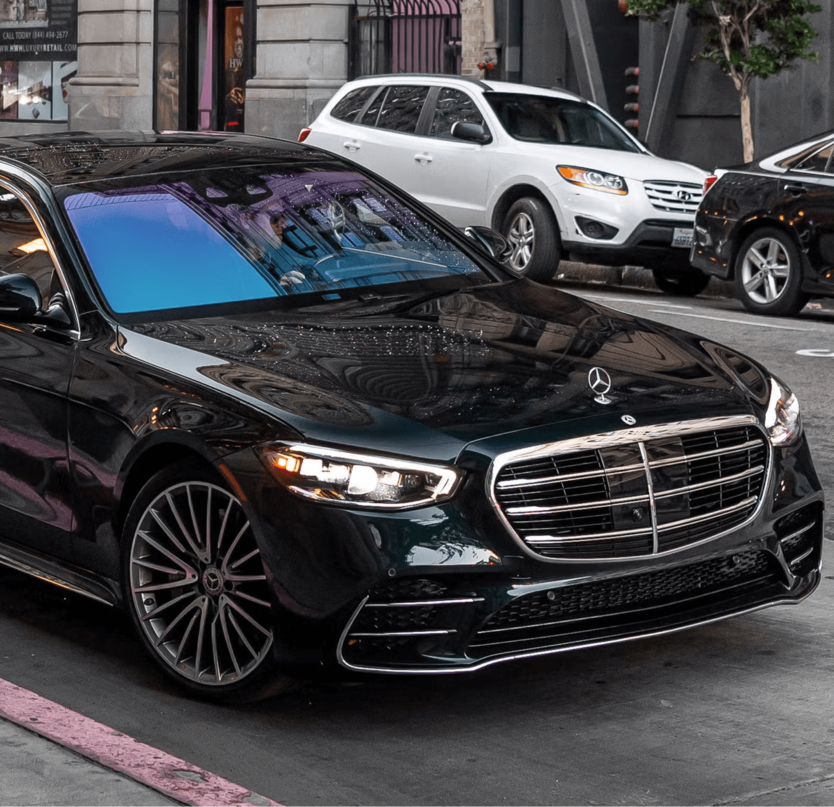 Luxury Mercedes chauffeur vehicle for events in Manchester and Liverpool