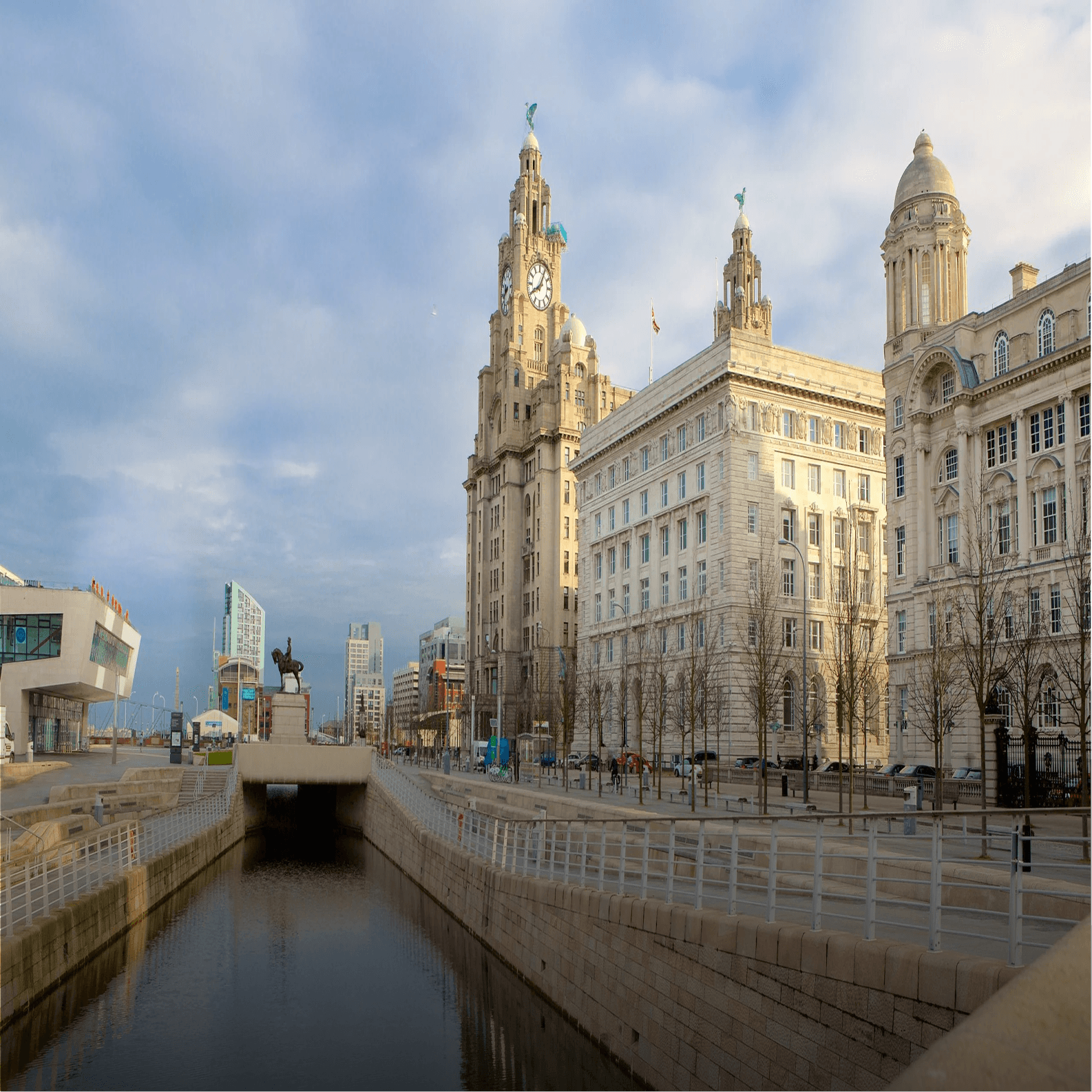 Liverpool city waterfront and Albert Dock skyline